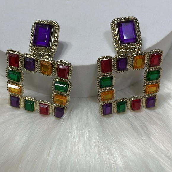 Fashion Nova Colorful Gemstone Earrings - Picture 11 of 11